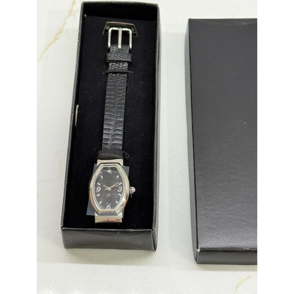 Avon Genuine Diamond Watch Black Textured Strap – New in Box